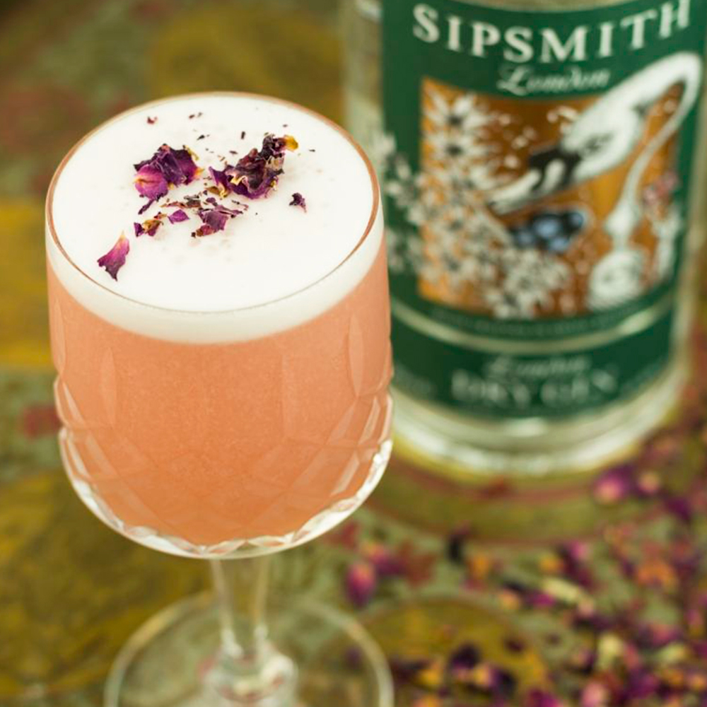 rosewater fizz coctel rosa gin sipsmith london dry gin